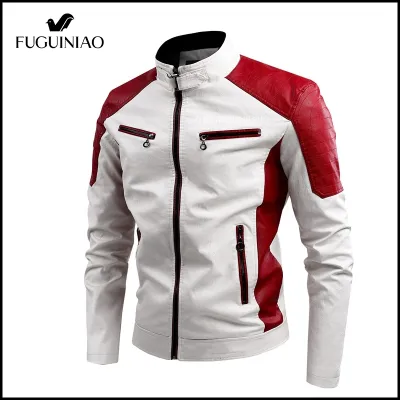 Fuguiniao Mens Leather Jackets Fall Winter Coat Men Faux Coats Biker Motorcycle Male Classic Top Quality Jacket