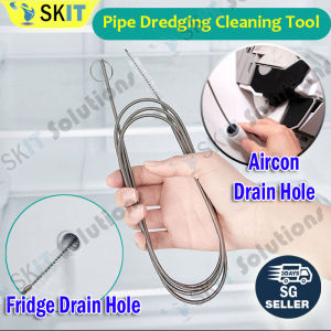 【SKIT SG】Stainless Steel Pipe Dredging Cleaning Brush Tool for Aircon AC Air Conditioner Refrigerator Fridge Drain Hole Pipe Unblocker Unclog Choke Clear  Water Leakage Blocked Drainage Freezer Ice Removal Cleaning Rod Flexible Wire Brush Tube Cleaner