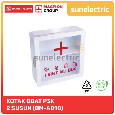 Maspion PLA BM A018 Kotak / Tempat Penyimpanan Obat P3K / First Aid Box 2 Rak Kotak Medis Emergency Dinding - Putih