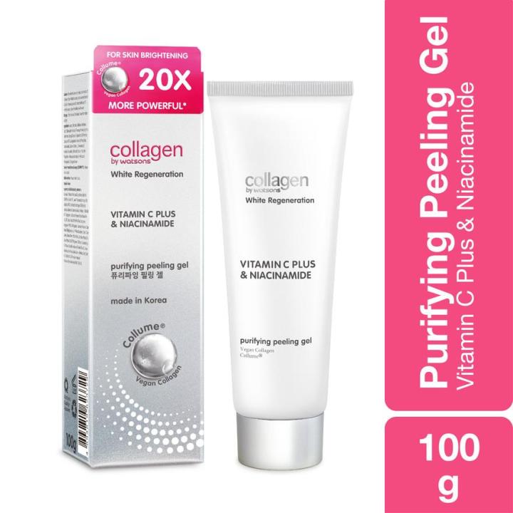 collagen and glutathione peeling cream watsons COLLAGEN BY WATSONS White Regeneration Vitamin C Plus & Niacinamide  Purifying Peeling Gel 100g