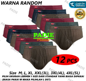PADIe - 12 PCS ( 1 Lusin ) Celana Dalam / CD Pria Cowok  BELYTEX/FELDATEX Multi Colour /sempak/underwear Laki-laki size M LXL 3L 4L 5L