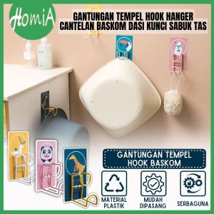Gantungan Tempel Motif Lucu / Nailless Hook Hanger / Cantelan Baskom Ember Kunci Dasi Sabuk Syall Tas Topi Sikat Mandi Multifungsi / Tempelan Dinding Perekat Super Kuat Pengait Tanpa Bor / Tempat Penyimpanan Serbaguna - HOMIA