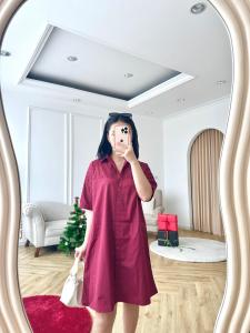 NANDO TERUSAN DRESS BRUKAT KASUAL WANITA BAHAN KATUN POPLIN LENGAN PENDEK FULL KANCING LUXURY