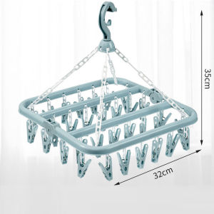 Anti Wind Foldable Clothes 32 Clips Foldable Hanger Plastic PP Penyidai Baju Lipat Clips Clothes Drying Hanger