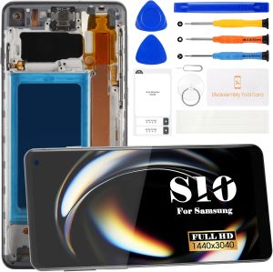 INCELL Screen Replacement for Samsung Galaxy S10 with Frame LCD Display Touch Screen Digitizer Assembly for SM-G973F G973U G973W G9730 Repair Kit No Fingerprint