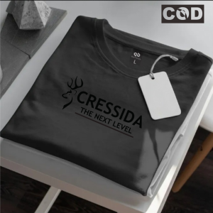 Get 1 PCS ( Promo COD ) Kaos Distro CRESSIDA Motif Lengan Pendek Logo Black Terbaru Atasan Casual Terlaris Bahan Cotton Combed 30s