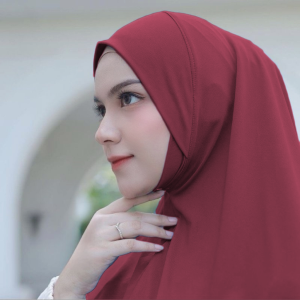 (FREE KLIP JILBAB)Hijab Khimar Malay Dagu size L Spandex Jersey Premium/Hijab Dagu Instan Malaysia Soft pad L/Kerudung Malay Dagu Jersey Premium