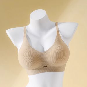 4CM  thickened cup Womens Plus Size latex  Anti-sagging Minimizer Bras Wireless Adjustable Seamless Push Up Brassiere
