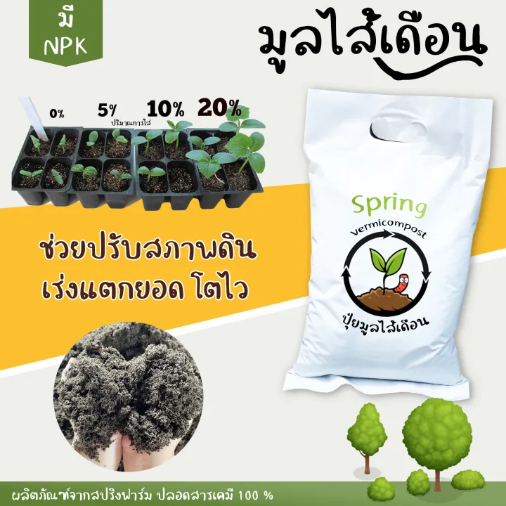 ปุ๋ยมูลไส้เดือน Spring Farm ออร์แกนิกแท้ 100% เกรดพรีเมียม