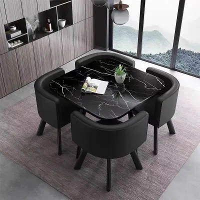 SOFTHOME 4 Seats 80CM family dining table set coffee shop table reception table restaurant table set