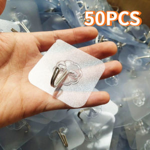 Transparent Self-Adhesive Wall Hooks Strong No-Drill Hangers for Doors and Walls Kitchen Bathroom