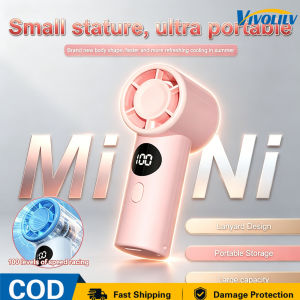 VIVOLILV 2-3 Days Delivery🚚5 Speed Digital Display Handheld Fan Mini Turbine Portable Cooling Fan Color-blocking Design Long Life