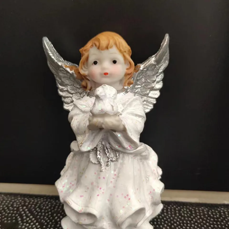 Fityle 2Pcs/Set Resin Angel Figurines Angel Decoration for Patio