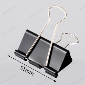 1pcs 19mm 25mm 32mm 41mm 51mm Black Metal Paper Double Clip Bulldog klik kertas Paperclip Round Binder Steel Clips 文件夹子