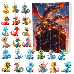 [COD]  Christmas Advent Blind   Cute Baby Dragon Acrylic Ornament Holiday Pendant Set Christmas Blind