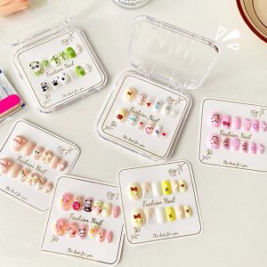 JON09 ดอกไม้ประดับดอกไม้ เล็บปลอมสำหรับเด็ก ป๊อปมาร์ท โบว์น๊อต เล็บปลอมการ์ตูนสำหรับเด็ก น่ารักน่ารักๆ หมีแพนด้าหมู อุปกรณ์เล็บการ์ตูน ของเล่นเด็กเล่น