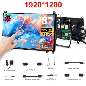 WonTim 8 Touchscreen Monitor for Raspberry Pi5 IPS LCD 1920X1200 Dual-Speaker HDMI Small Monitor for Raspberry Pi Driver-Free No Driver Required