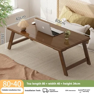 Free Assembly Folding Computer Desk 60/80CM Bed Table Adjustable Height Folding Table