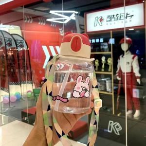 600ML Baby Cute Tumbler Straw Cup Drinking Bottle For Kids Water Bottle With Straw Sippy Cup