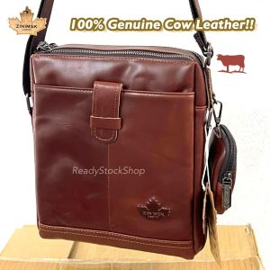 ZINIMSK 100% Cow Leather First Grade Men Shoulder Bag Sling Bag (M) Size (Kulit Asli) ZZNICK ZNIXS
