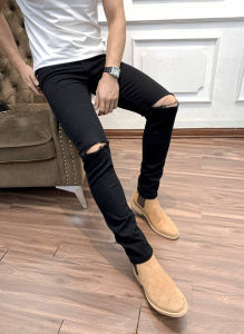 Quần Jean Nam Đen Trơn Dáng Slim Fit Trẻ Trung Năng Động Chất Vải Mịn Đẹp Co Giãn Nhẹ
