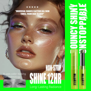 MLSMILE Jelly Highlighter Stick - 7-Color Prismatic Glitter Jelly Texture 48H Hydrating Wear Multi-Use Highlight