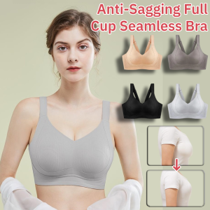 Womens Anti-Sagging Seamless Bra Full Cup Without Steel Ring Underwear Anti-Sagging Wireless Push-Up Bra