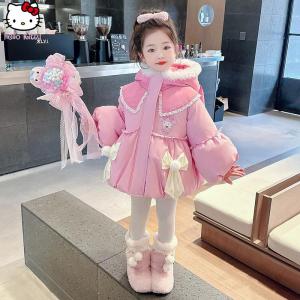 Christmas gifts Halloween Kawaii Melody Winter Girls Lolita Warm Jacket Kuromi Kids Sanrio Anime Cartoon Outdoors Thicke Coat Sweet Cotton-Padded Clothes