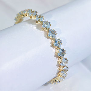 เลื่อมสำหรับผู้หญิงอารมณ์เครื่องประดับชุบทองคำขาวปูชุดรูปสี่เหลี่ยมขนมเปียกปูน AAA เซอร์คอเนียทรงลูกบาศก์สำหรับเจ้าสาวแต่งงานข้อมือ B316กำไลข้อมือปรับขนาดได้