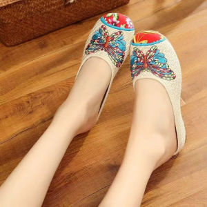 [Free Shipping] Butterfly Slippers WomenS Casual Walking And Shopping Slippers Travel Slippers With Rubber Soles Versatile Embroidered Slippers