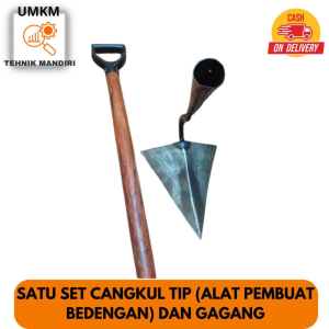 Satu Set Cangkul Tip Alat Pembuat Bedengan Bahan Baja Tebal dengan Gagang/Doran Kayu Multifungsi