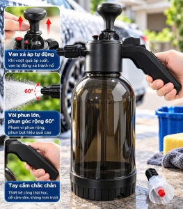 Bình Phun Bọt Tuyết 2L Cầm Tay 2 Đầu Phun | Tạo Bọt Rửa Xe Phun Nước Tưới Cây Vệ Sinh Nhà