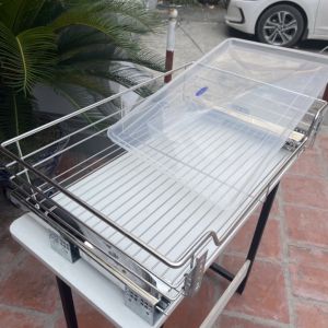 [Chính Hãng] Giá xoong nồi nan tròn inox 304 ray âm giảm chấn cao cấp