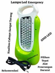 Lampu LED Darurat Senter Tahan Air dan Tahan Lama 60 LED SMD dengan Panel Surya dan Baterai ION Li