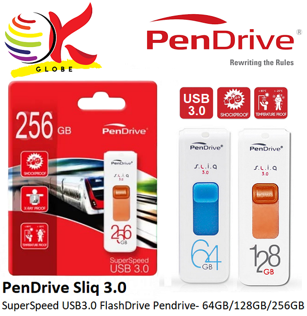 PENDRIVE SLIQ 3.0 SUPERSPEED USB 3.0 FLAS DRIVE PENDRIVE FLASHDRIVE THUMBDRIVE - 64GB / 128GB / 256GB