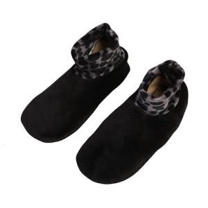 Womens Nhiệt Lót Lông Cừu in da báo tất kiểu Dép lê thời tiết lạnh chống trượt đế dưới tất đi trong nhà với Grips