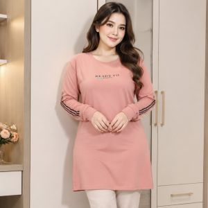 Kaos Tunik Wanita Kaos Atasan Wanita Tunik Basic Lengan Panjang Buat Olahraga dan Seragaman Anti Nerawang Terbaru Kekinian Atasan Panjang Muslim Wanita Modern