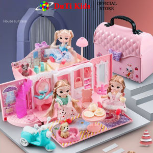 Đồ chơi nhà búp bê baby đóng lại thành túi xách có kèm xe tay ga và nội thất quà tặng sinh nhật cho bé gái