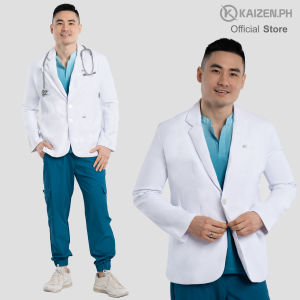 White Medical Coat (SHORT) KMS-01 Men and Women LUMINA PRO Fabric