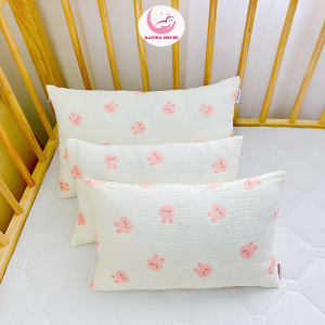 Gối cho bé sơ sinh mầm non Katina House vải muslin mềm nhẹ thoáng khí thấm hút tốt an toàn