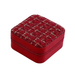 GOXBERK Da PU Túi đóng gói trang sức Khóa Hoa Hai Lớp Hộp đựng nhẫn Đơn giản Vòng cổ vòng tay Hộp đựng bông tai Du lịch
