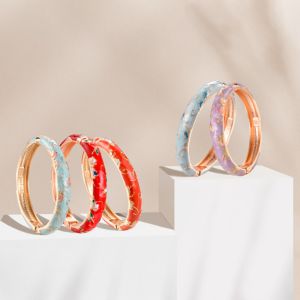 GOOTRADES Traditional Drip Oil Enamel Bracelet Chinese Style Open Hollow Out Flower Bangle Handicraft Ethnic Womens Hand Bracelet Woman