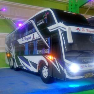 Miniatur bus bis Haryanto Double decker SDD + Lampu Telolet Basuri