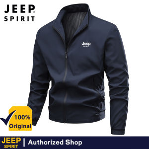 JEEP SPIRIT Mens Spring and Autumn New Fashion Stand up Collar Jacket Business Casual Comfortable Coat