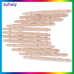 xuhaiy บ้านตุ๊กตา1:12 12ชิ้น ล็อตราวบันไดไม้ขนาดเล็กอุปกรณ์เสริมโมเดล DIY