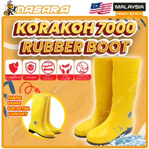 Nasara Korakoh 7000 Black Rubber Boot Highcut With fabric Inside For Industrial Uses / Kasut Hujan Bot Getah Kebun / 工业鞋