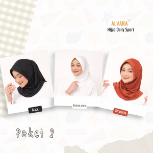 𝐀𝐋𝐕𝐀𝐑𝐀 - Paket Hijab Daily sport hijab olahraga wanita bahan jersey adem lembut 1paket isi 3pcs