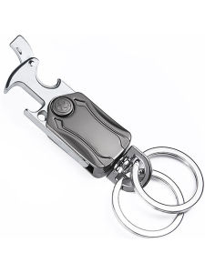 cool Metal Key Chain Mens Waist Mounted Key Ring with Fingertip Gyro and corkscrew