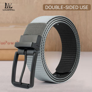 LouisWill Men Belt Outdoor Tactical Belt Adjustable Belt Rotating Buckle Nylon Waistband Double-Sided Two-Color Belt Youth Sports Canvas Pant Belt Simple Nice Waistband Nylon