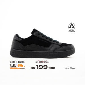 Aerostreet 37-44 Austin Hitam Hitam Hitam - Sepatu Sneakers Casual